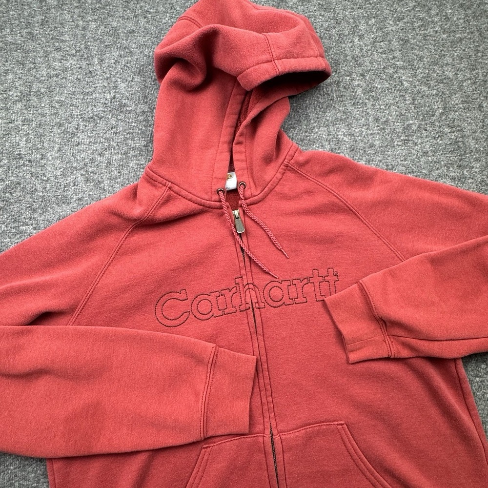 Carhartt Hoodie Sweatshirt Womens Size L Large Red Full Zip WK012 Workwear Spell